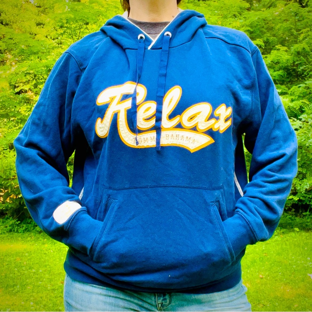 Tommy Bahama Relax Navy Hoodie Size Medium Mens Womens Unisex Gender Neutral